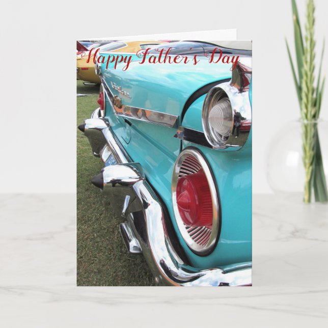Vintage Blue Car - Happy Father's Day Card (Front)