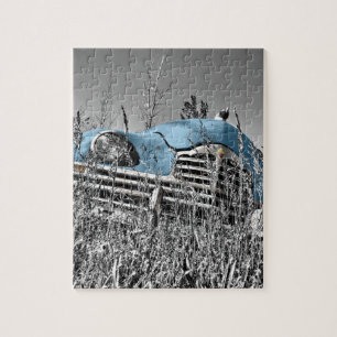 vintage blue car jigsaw puzzle
