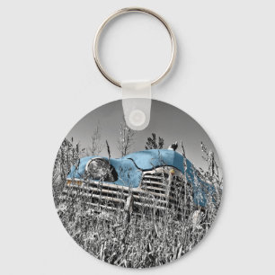 vintage blue car keychain