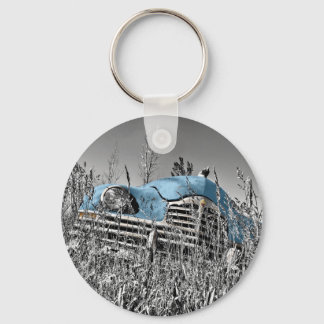 vintage blue car keychain
