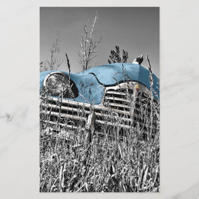 vintage blue car stationery (Front)