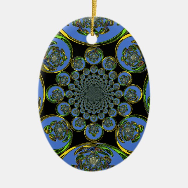 Vintage Blue Ceramic Ornament (Front)