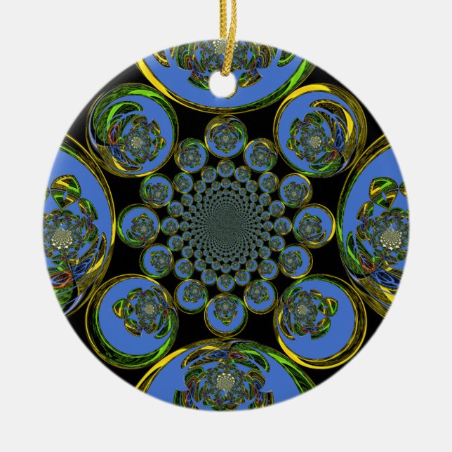 Vintage Blue Ceramic Ornament (Front)