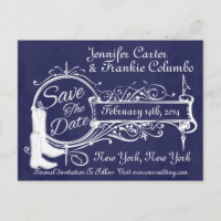 Vintage Blue Chalkboard Cowboy Save The Date