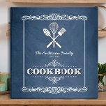 Vintage Blue Chalkboard Family Cookbook Binder<br><div class="desc">A fun,  vintage chalkboard look for this personalized family cookbook binder.</div>