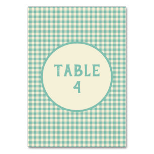 Vintage Blue Chequerboard Pattern Custom Table Number