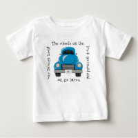 Vintage Blue Chevy Truck Wheels go Round Shirt