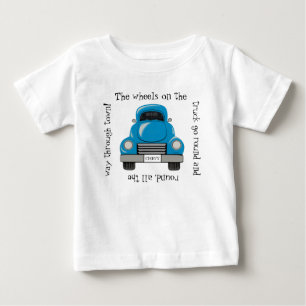 Vintage Blue Chevy Truck Wheels go Round Shirt