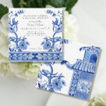 Vintage Blue Chinoiserie Asian Floral Watercolor Invitation<br><div class="desc">Modern vintage style, hand painted watercolor artwork inspired by a beautiful ancient Chinese tile mural. Watercolor on canvas panel. Cobalt blue and white flowers, birds and stylized pagodas all painted in varying shades of blue in a porcelain pottery decorative style. A complete set of products are available for purchase in...</div>