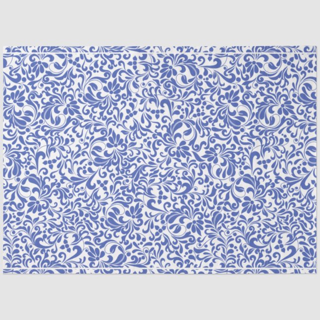 Vintage Blue chinoiserie Decoupage Tissue Paper (Front)