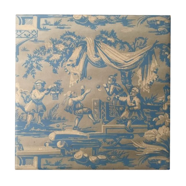  Vintage Blue Chinoiserie  Tile (Front)