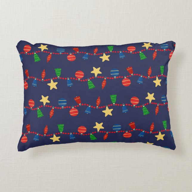 Vintage blue Christmas ornaments Accent Pillow (Front)