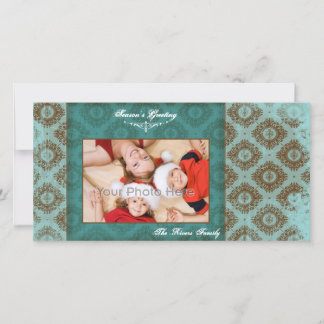 Vintage blue christmas photocard holiday card