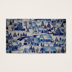 Vintage Blue Christmas Village