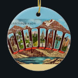 Vintage Blue Colorado Postcard Ceramic Ornament<br><div class="desc">A very vintage scenic greetings postcard from the State of Colorado repurposed! The image is on the back and front.  If you'd like,  you can remove the back image and add a personal greeting.</div>