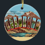 Vintage Blue Colorado Postcard Ceramic Ornament<br><div class="desc">A very vintage scenic greetings postcard from the State of Colorado repurposed! The image is on the back and front. If you'd like, you can remove the back image and add a personal greeting.</div>