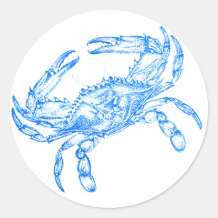 Vintage blue crab classic round sticker