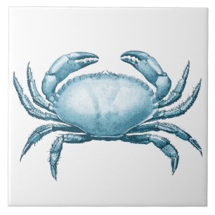 Vintage Blue Crab Nautical Wildlife and Seafood  Tile