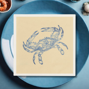 Vintage  blue  crab no2    napkin