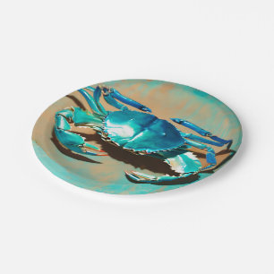 Vintage  blue  crab paper plate