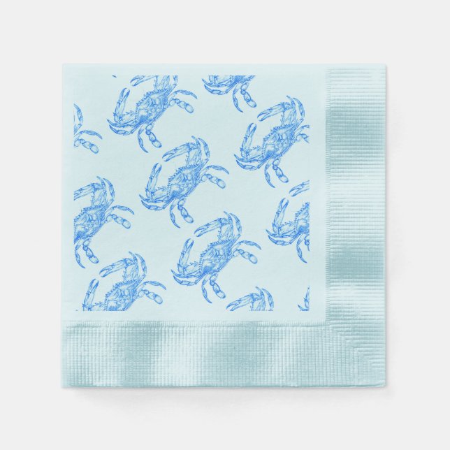 Vintage  blue  crab  pattern napkin (Front)