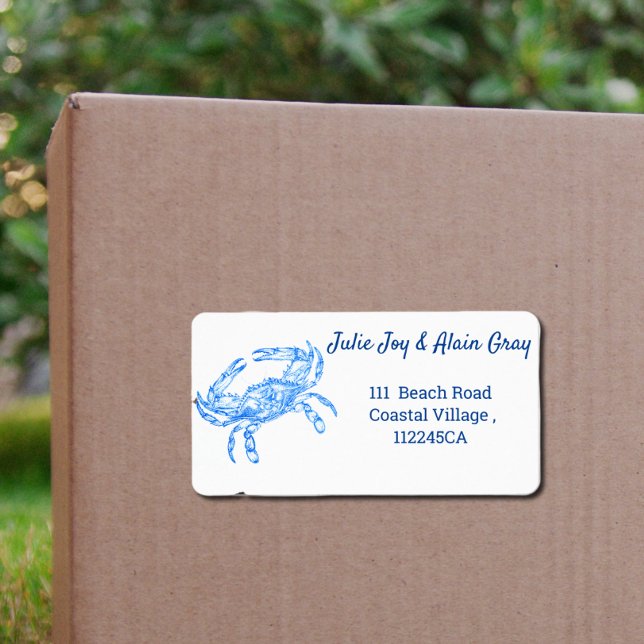 Vintage  blue  crab - personalized label (Creator Uploaded)