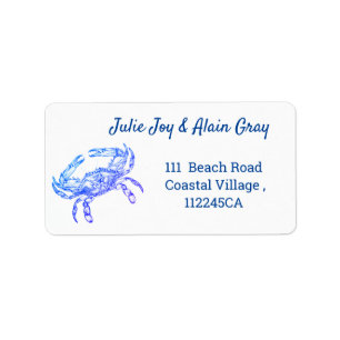 Vintage  blue  crab - personalized label