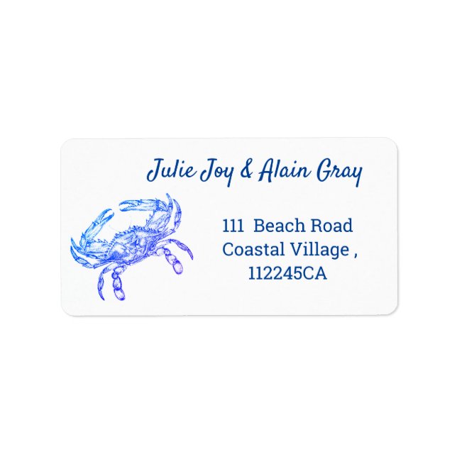Vintage  blue  crab - personalized label (Front)