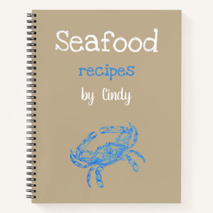 Vintage blue crab -personalized notebook