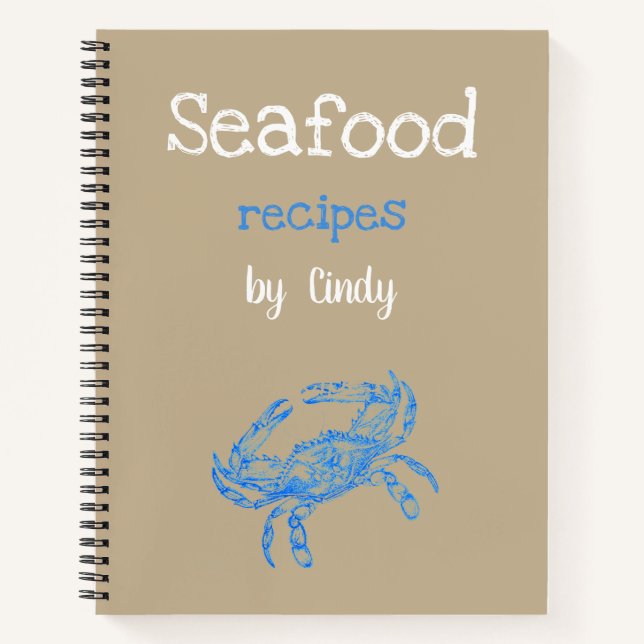 Vintage  blue  crab -personalized notebook (Front)
