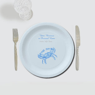 Vintage  blue  crab personalized  paper plate
