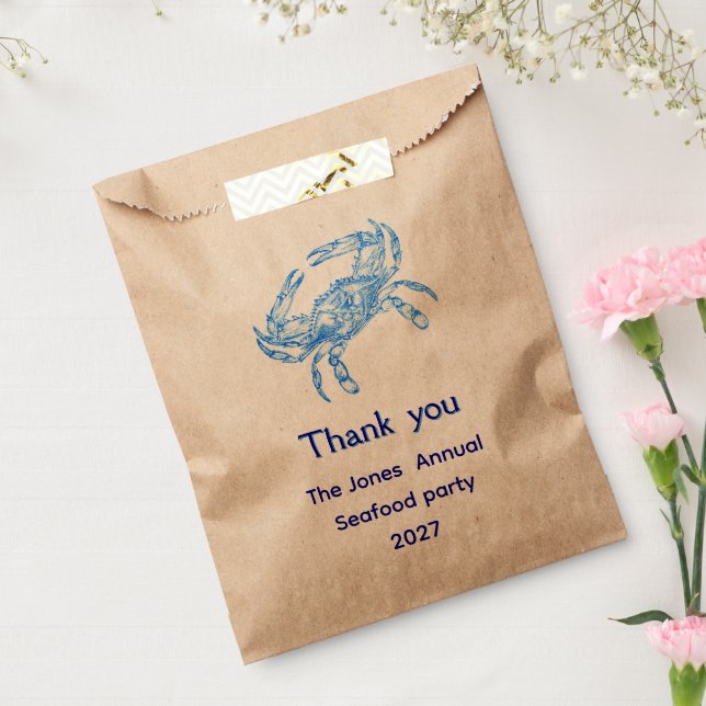 Vintage  blue  crab -personalizzed  favour bag (Sealed)