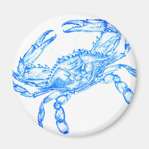 Vintage  blue  crab - round magnet