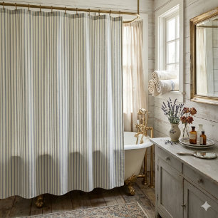Vintage Blue & Cream Striped French Country