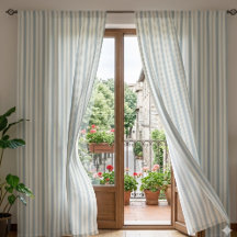 Vintage Blue & Cream Striped French Country