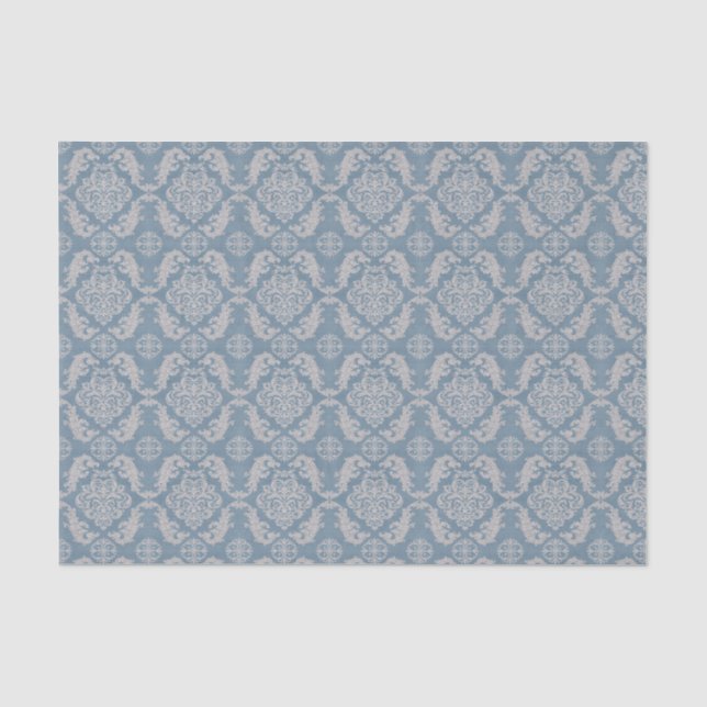 Vintage blue damask  tissue paper (Front)