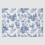Vintage Blue Deer in Snowy Woodland Tissue Paper<br><div class="desc">Classical French toile de jouy fabric pattern in dusty blue tones, with vintage illustrations of various kinds of American deer in snowy woods, perfect for the festive Christmas gift wrapping, decoupage crafts or any other occasion. In various cultures deer symbolizes strength, agility and stamina but also gentleness, unconditional love, awareness...</div>
