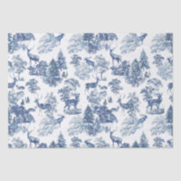 Vintage Blue Deer in Snowy Woodland