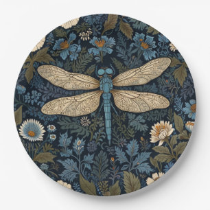 Vintage blue Dragonfly Paper Plate
