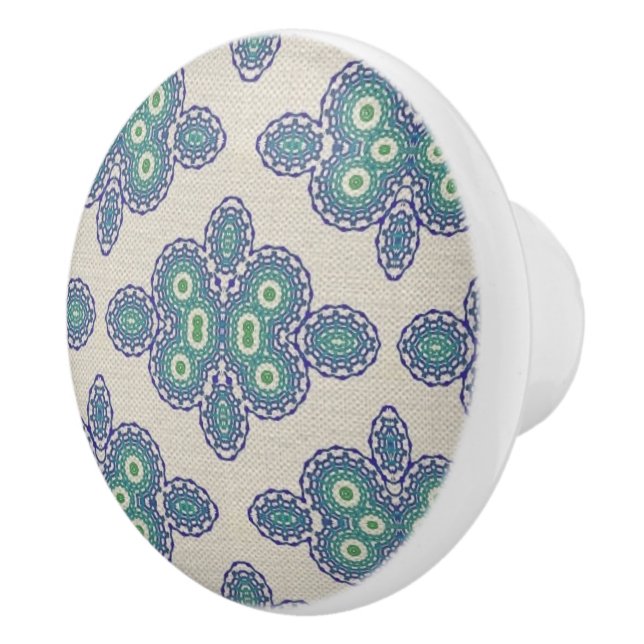 Vintage Blue Dreams Ceramic Knob (Right)