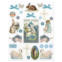 Vintage Blue Easter Ephemera 