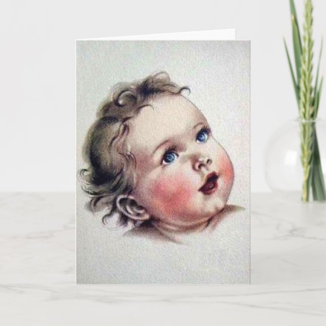 Vintage Blue Eyed Baby Note Card (Front)