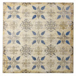 Vintage Blue Faux Rustic Ceramic Tile<br><div class="desc">Vintage pattern in blue & weathered rustic background.  Perfect for a farmhouse and cottage decor ceramic tile.  100% customer satisfaction with "Zazzle" every day.</div>