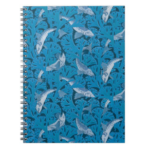 Vintage Blue Fish & Seaweed: Art Nouveau Nautical  Notebook