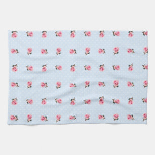 Vintage blue floral and dots kitchen towel