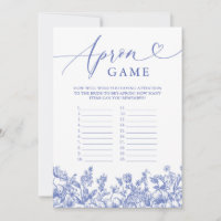 Vintage Blue Floral Apron Bridal Shower Game