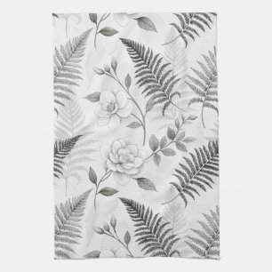 Vintage Blue Floral Botanical Pattern (1) Kitchen Towel