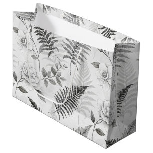 Vintage Blue Floral Botanical Pattern (1) Large Gift Bag