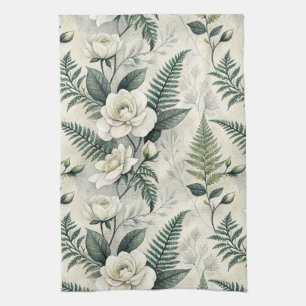 Vintage Blue Floral Botanical Pattern (4) Kitchen Towel