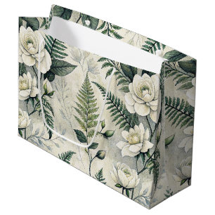 Vintage Blue Floral Botanical Pattern (4) Large Gift Bag